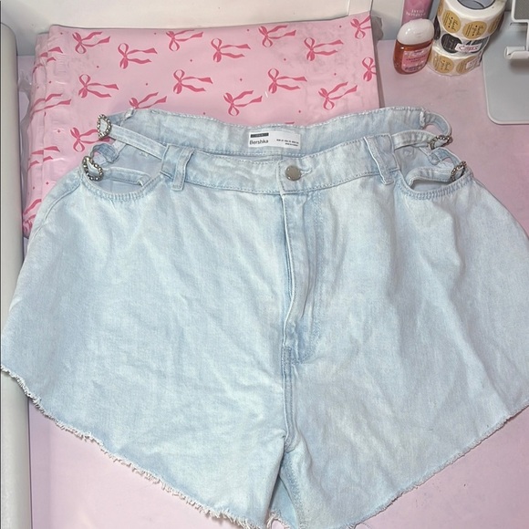 Bershka Pants - Bershka Light Blue Denim Women Shorts
